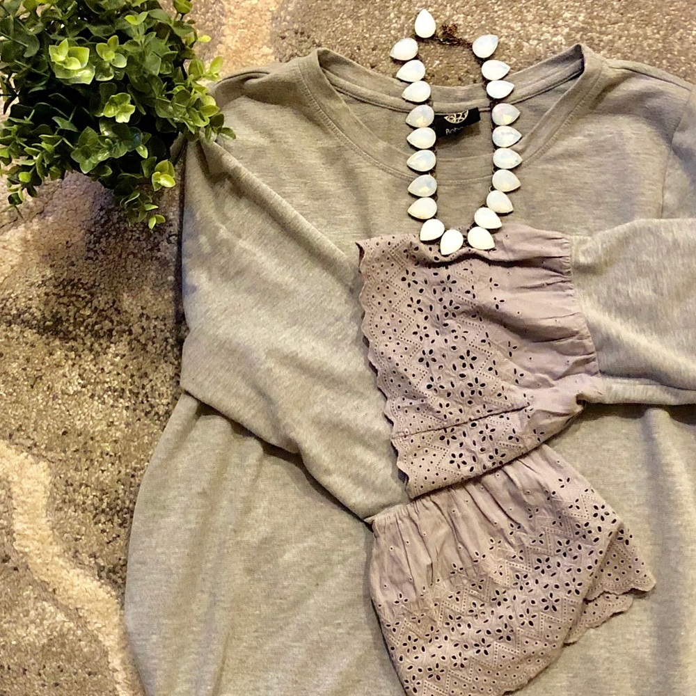 Bobeau Long Sleeve Flutter Tee